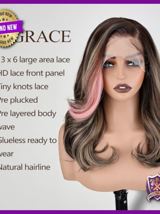 18 Inch Synthetic Bob Wig with HD Lace Front and Body Wave Layers
